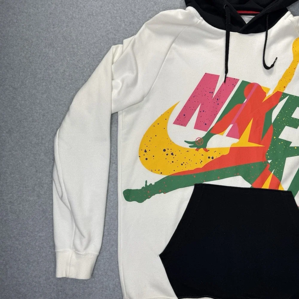 Jordan Hoodie Mens L White Black Jumpman Classics Nike Air Pullover CV7411-100
